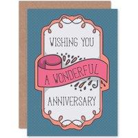 Artery8 Happy Anniversary Wonderful Wishes Greetings Card in Blue