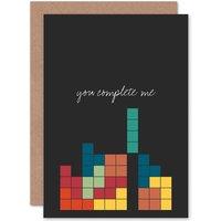 Artery8 You Complete Me Valentines Love Greetings Card in Black