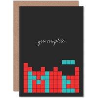 Artery8 Romance Valentine You Complete Me Greetings Card in Black