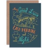 Artery8 Quote Motivation Good Luck Toast Ireland Greetings Card in Grey