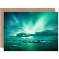 Artery8 Arctic Landscape Aurora Borealis Northern Lights Greeting Card
