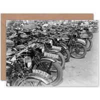 Artery8 Vintage Motorcycles Motorbikes Black White Photograph Card