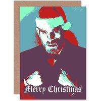 Artery8 Christmas Xmas Karloff Morgan Horror Funny Greetings Card in Blue