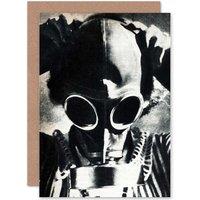 Artery8 Creepy Gas Mask Face Gothic Greetings Card in Black