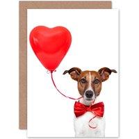 Artery8 Cute Jack Russell Dog Love Balloon Greetings Card in White