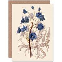 Artery8 Flora Conspicua Clark Delphinium Elegans Greetings Card in Blue