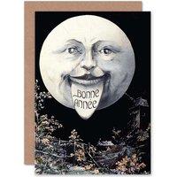 Artery8 Year Hogmanay Bonne Annee Moon Greetings Card in Black