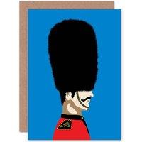 Artery8 Queen'S Guard Bearskin Hat Soldier Greetings Card in Blue