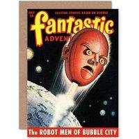 Artery8 Sci-Fi Magazine Fantastic Adventure Cover Greetings Card in Black