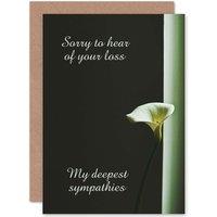 Artery8 Sympathy Bereavement Lily Flower Greetings Card in Black