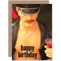 Artery8 Happy Birthday Card Gay Doll Cocktail Leather Fun Greetings Card in Black