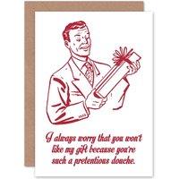 Artery8 Merry Christmas Xmas Pretentious Douche Gift Fun Gift Greetings Card in White
