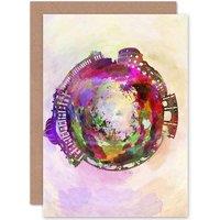 Artery8 Painting Small World Abstract Skyline Rome Italy Greetings Card