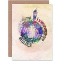 Artery8 Painting Small World Abstract Skyline Venice Italy Greetings Card