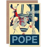 Artery8 Painting Vatican City Star Pope Francis Jorge Bergoglio Greetings Card