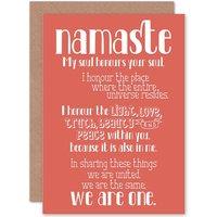 Artery8 Quote Typograph Text Namaste Pink Board Definition Greetings Card in Orange