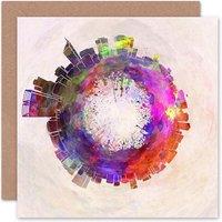 Artery8 Tiny Planet City Skyline Australia Perth Watercolour Card
