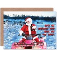 Artery8 Xmas Merry Be Naughty Santa Present Christmas Card