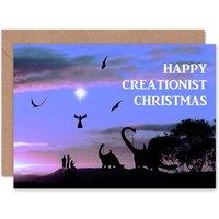 Artery8 Xmas Merry Creationist Dinosaurs Angels Christmas Card