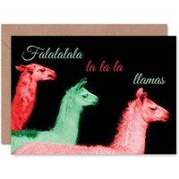 Artery8 Xmas Merry Carol Fun Present Llama Christmas Card