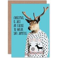 Artery8 Excuse To Wear Jumpers Greetings Card in Blue