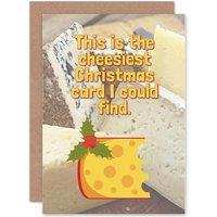 Artery8 Cheesy Christmas Card Merry Xmas Cheese Lover Funny Greetings Card in Yellow