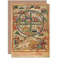 Artery8 Map Antique Jerusalem Palestine City Plan Present Greetings Card in Brown