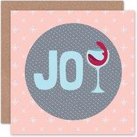 Artery8 Xmas Merry Red Wine Joy Fun Present Christmas Card
