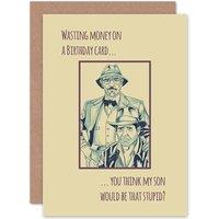 Artery8 Birthday Happy Dr Jones Dad Stupid Funny Greetings Card in Beige