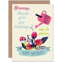 Artery8 Birthday Happy Gran Granny Thank You Garden Greetings Card in Off-White
