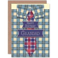 Artery8 Grandad Shirt & Tie Greetings Card in Blue