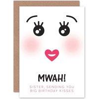 Artery8 Happy Birthday Card Japan Kawaii Cute Kiss Sister Greetings Card in White