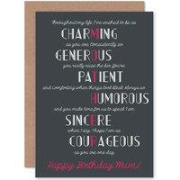 Artery8 All These Things Mum Mother Happy Birthday Greetings Card in Grey