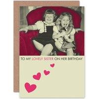 Artery8 Birthday Happy Sister Lovely Laughing Girls Greetings Card in Red