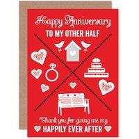 Artery8 Anniversary Happy Happily Ever After Wedding Greetings Card in Red