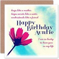 Wee Blue Coo Happy Birthday Auntie Aunt Lucky Life Flower Card