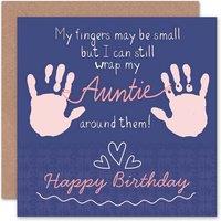 Wee Blue Coo Wrap Auntie Around My Fingers Funny Birthday Card