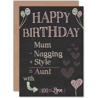 Artery8 Birthday Happy Fun 100% Aunt Auntie Love Formula Greetings Card in Dark Grey