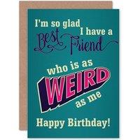 Artery8 Happy Birthday Card Fun Weird Best Friends Blue Graphic Greetings Card