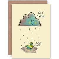 Artery8 Rain Cloud Sad Rabbit Greetings Card in Cream