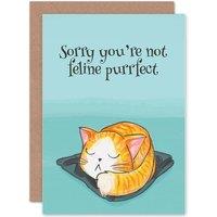 Artery8 Get Well Soon Pun Cat Lover Kitten Feline Purrfect Greetings Card in Blue