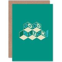 Artery8 Good Luck Blocks Green Greetings Card