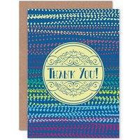 Artery8 Gold Disk Dotted Theme Thank You Greetings Card in Blue