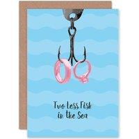 Artery8 Two Less Fish In The Sea Greetings Card in Blue