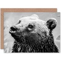 Artery8 Wet Bear Black White Photograph Animal Lover Birthday Card