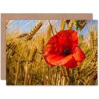 Artery8 Nature Photo Red Flower Barley Field Birthday Card