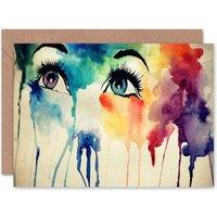 Artery8 Colourful Watercolour Face Art Blank Just to Say Card