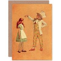 Artery8 Birthday Alice In Wonderland Mad Hatter Greetings Card in Tan