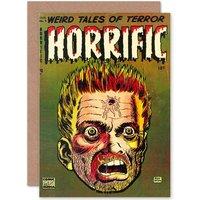 Artery8 Birthday Comics Weird Tales Of Terror Horrific 01 Greetings Card in Green
