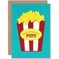 Artery8 Birthday Fathers Day Dad Pops Popcorn Greetings Card in Blue
